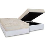 Conjunto Box Baú Casal: Colchão Espuma Luckspuma D45 Gran Luck Floral Pró Saúde + Base Crc Courano White (138x188)