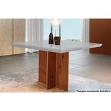 Mesa Para Cozinha Berlim Com Tampo 90x90cm Madeirado Vidro Canto Curvo Imbuia Ripado 3d Off White Rufato