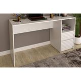Mesa Computador Escrivaninha Com Gaveteiro Ripado Me4174 Branco Tecno Mobili
