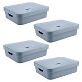 Caixa Organizadora Ou Plastico 16l Cube Azul 04 Unidades