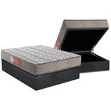 Conjunto Box Baú Casal: Colchão Espuma Paropas D45 Pasquale Gray + Base Crc Suede Gray (138x188)