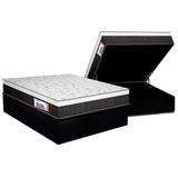 Cama Box Baú Queen: Colchão Anatômico Plumatex Falcon Ultra Firme + Base Crc Suede Black (158x198)
