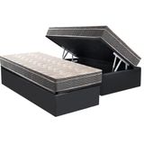 Cama Box Baú Solteiro: Colchão Anatômico Paropas D45 Conforto Mega Firme + Base Crc Suede Gray (88x188)