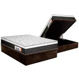 Cama Box Baú Queen: Colchão Anatômico Plumatex Falcon Ultra Firme + Base Crc Suede Brown (158x198)