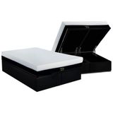 Cama Box Baú Queen: Colchão Molas Ensacadas Luckspuma Gold Line Elastic Zipper + Base Crc Suede Black (158x198)