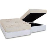 Conjunto Box Baú Casal: Colchão Espuma Luckspuma D45 Gran Luck Flora Pró Saúde + Base Crc Courano White (138x188)