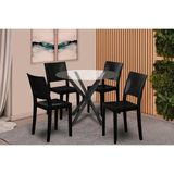 Sala De Jantar Volga Com Tampo De Vidro 95x95cm E 4 Cadeiras Hydra Plus Preto