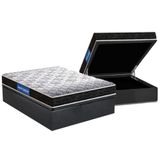Cama Box Baú Casal: Colchão Molas Ensacadas Probel D23 Guarda Costas Super Resistente + Base Crc Suede Gray (138x188)