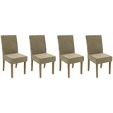 Cadeira Sala De Jantar 2cad133fr Kit 4 Un Freijo Suede Deluxe Bege