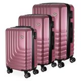 Conjunto De Malas De Viagem Expansível Em Abs Ika Flex Cadeado Tsa Rodas Duplas 3pcs P/m/g Rosê