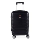 Mala De Bordo Abs Para Viagem Swiss Go Viena Cadeado Integrado Rodas Giro 360º Preta