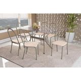 Conjunto Mesa De Cozinha Loire Com Tampo De Vidro 80x120cm E 6 Cadeiras Noruega Niquel Nude Kappesberg