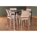 Conjunto Mesa Sala Jantar Reno Com Tampo De Vidro 90x90cm E 4 Cadeiras Hydra Plus Cromada Capuccino Kappesberg