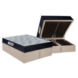 Cama Box Baú Queen: Colchão Anatômico Orthoflex Foggia Sogni Unic Face + Base Crc Suede Clean (158x198)