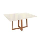 Mesa Para Cozinha Elma Madeira Maciça Com Tampo Madeirado Com Vidro 90x160cm Carvalho Off White Vidro Off White Kappesberg
