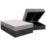 Cama Box Baú Queen: Colchão Molas Ensacadas Orthoflex Orvieto New + Base Crc Suede Gray (158x198)