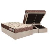 Cama Box Baú Queen: Colchão Espuma D33 Orthoflex Comfortpedic + Base Crc Suede Clean (158x198)