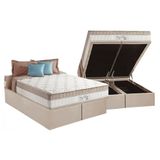 Cama Box Baú Queen: Colchão Molas Ensacadas Superlastic King Best + Base Crc Suede Clean (158x198)