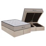 Cama Box Baú Queen: Colchão Espuma D33 Orthoflex Milão Black + Base Crc Suede Clean (158x198)