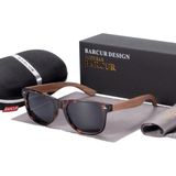 Óculos De Sol Barcur Uv400 Polarizado Bambu Leopard Gray