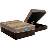 Cama Box Baú King: Colchão Espuma D45 Probel D33 Guarda Costas Brown + Base Crc Suede Brown (193x203)