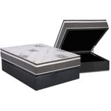Cama Box Baú Casal: Colchão Espuma D45 Polar D33 Pérola Premium + Base Crc Suede Gray (138x188)