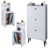 Kit Quarto 2 Mesas Cabeceira Mesinha Fantasy Lateral Cama Sapateira Vertical Dark Organizadora Calçados Unissex Branco - Lojas Rpm
