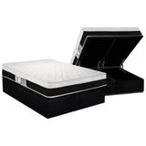 Cama Box Baú Queen: Colchão Molas Masterpocket Ensacadas Luckspuma Roma + Base Crc Suede Black (158x198)