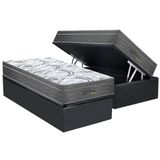 Cama Box Baú Solteiro: Colchão Molas Bonnel Probel Ensacadas Perfil + Base Crc Suede Gray (88x188)