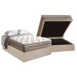 Cama Box Baú Casal: Colchão Molas Masterpocket Ensacadas Herval Maxspring Moskow + Base Crc Suede Clean (138x188)