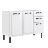 Balcão em Aço 120cm 3 Portas e 2 Gavetas sem Tampo New Premium Itatiaia Branco
