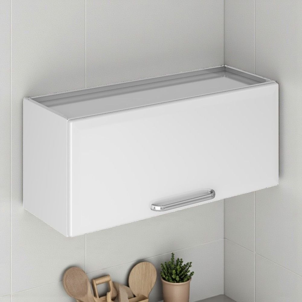 Armário Aéreo Em Aço Horizontal 1 Porta Basculante Iph-80 Tarsila Itatiaia Branco