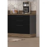 Balcão Em Aço De Cozinha 3 Gavetas Com Tampo Mdp 80cm Exclusive Itatiaia Grafite/preto Matt
