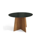 Mesa Multiuso Cozinha Lótus Com Tampo Madeirado Com Vidro 105x105cm Freijó Preto Fosco Kappesberg