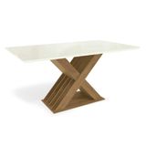Mesa Multiuso Cozinha Graviola Com Tampo Madeirado Com Vidro 160x90cm Freijó Off White Kappesberg