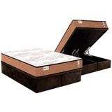 Cama Box Baú Queen: Colchão Molas Bonnel Plumatex Ensacadas Smart Classic + Base Crc Suede Brown (158x198)