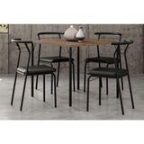 Conjunto Mesa Sala Jantar 1545 Aço Com Tampo Madeirado 87x87cm E 4 Cadeiras 1708 Preto Legno Preto Preto Carraro