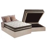 Cama Box Baú Casal: Colchão Molas Ensacadas Superlastic Classic + Base Crc Suede Clean (138x188)