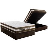 Cama Box Baú Casal: Colchão Molas Masterpocket Ensacadas Luckspuma Esplendor + Base Crc Suede Brown (138x188)