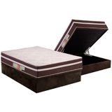 Cama Box Baú Casal: Colchão Ortopédico Polar D28 Orthoface Vip + Base Crc Suede Brown (138x188)