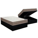 Cama Box Baú Queen: Colchão Molas Superpocket Ensacadas Ortobom Light Saúde + Base Crc Suede Black (158x198)