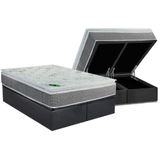 Cama Box Baú Queen: Colchão Molas Masterpocket Ensacadas Luckspuma Maxi Life + Base Crc Suede Gray (158x198)