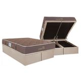Cama Box Baú Queen: Colchão Molas Masterpocket Ensacadas Herval Bonnel Suite Master + Base Crc Suede Clean (158x198)