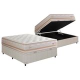 Cama Box Baú Casal: Colchão Molas Masterpocket Ensacadas Herval Maxspring Lyon + Base Crc Courano Clean (138x188)