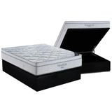 Cama Box Baú Casal: Colchão Molas Superpocket Ensacadas Ortobom Freedom Visco + Base Crc Suede Black (138x188)