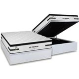 Cama Box Baú Casal: Colchão Molas Masterpocket Ensacadas Plumatex Liz Premium D33 + Base Crc Courano White (138x188)