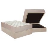 Cama Box Baú Casal: Colchão Molas Superpocket Ensacadas Ortobom Orthotel Superluxo + Base Crc Suede Clean (138x188)