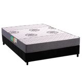 Cama Box Casal: Colchão Espuma D45 Polar Pérola Grey + Base Crc Suede Black (138x188)
