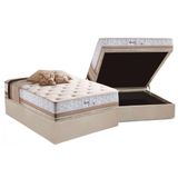 Cama Box Baú Casal: Colchão Molas Masterpocket Ensacadas Herval Maxspring Spain + Base Crc Suede Clean (138x188)