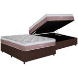 Cama Box Baú Casal: Colchão Molas Masterpocket Ensacadas Herval Maxspring Coimbra + Base Crc Courano Brown (138x188)
